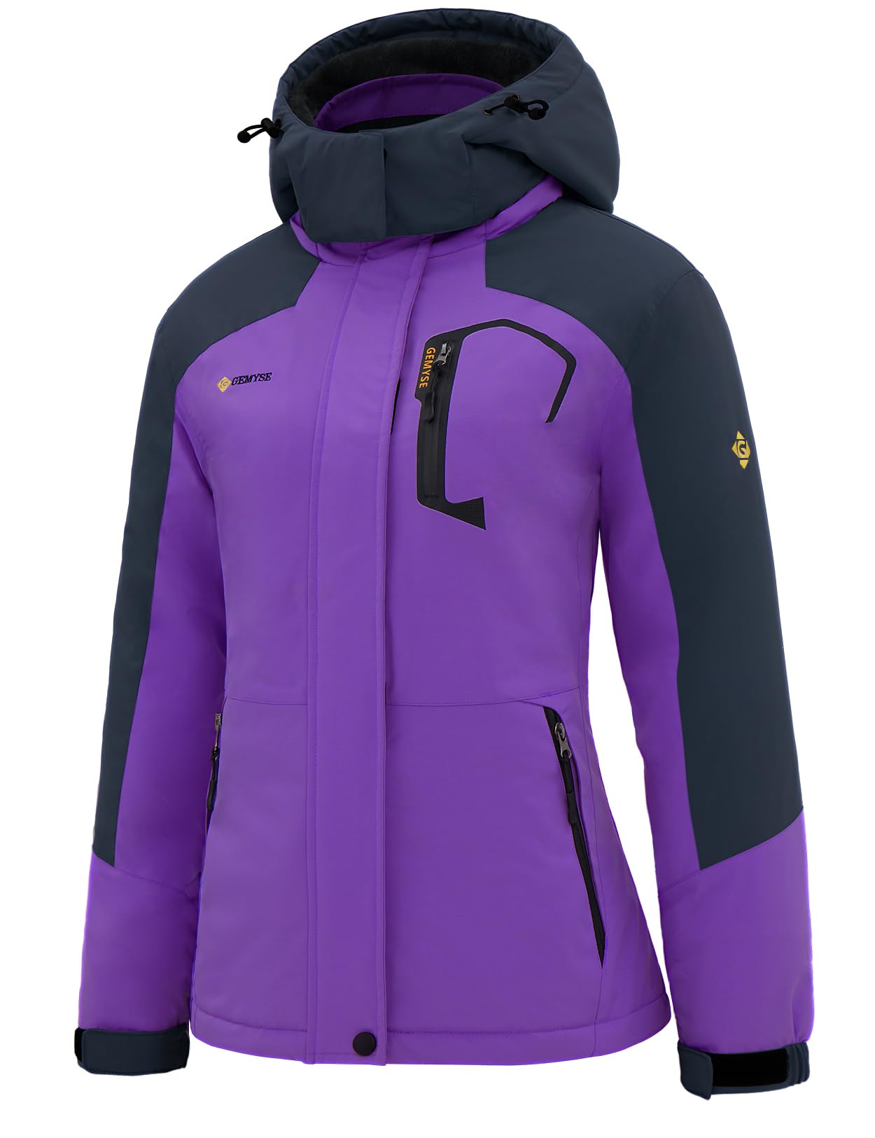 GEMYSE Women's Ski Snow Jacket Warm Winter Waterproof Coat Snowboard Rain Jacket Hooded Windproof Windbreaker